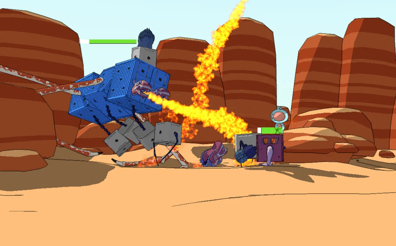 Mechanimals battling with flames